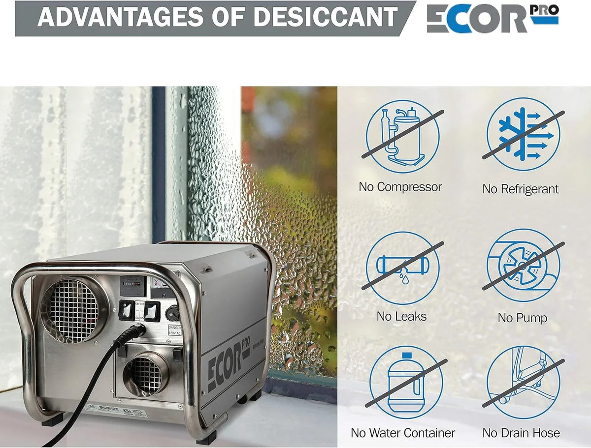 Pro 115V Desiccant Amps 95 1400 Hole Dehumidifier Steel 11.7 Ecor 4 System Watt