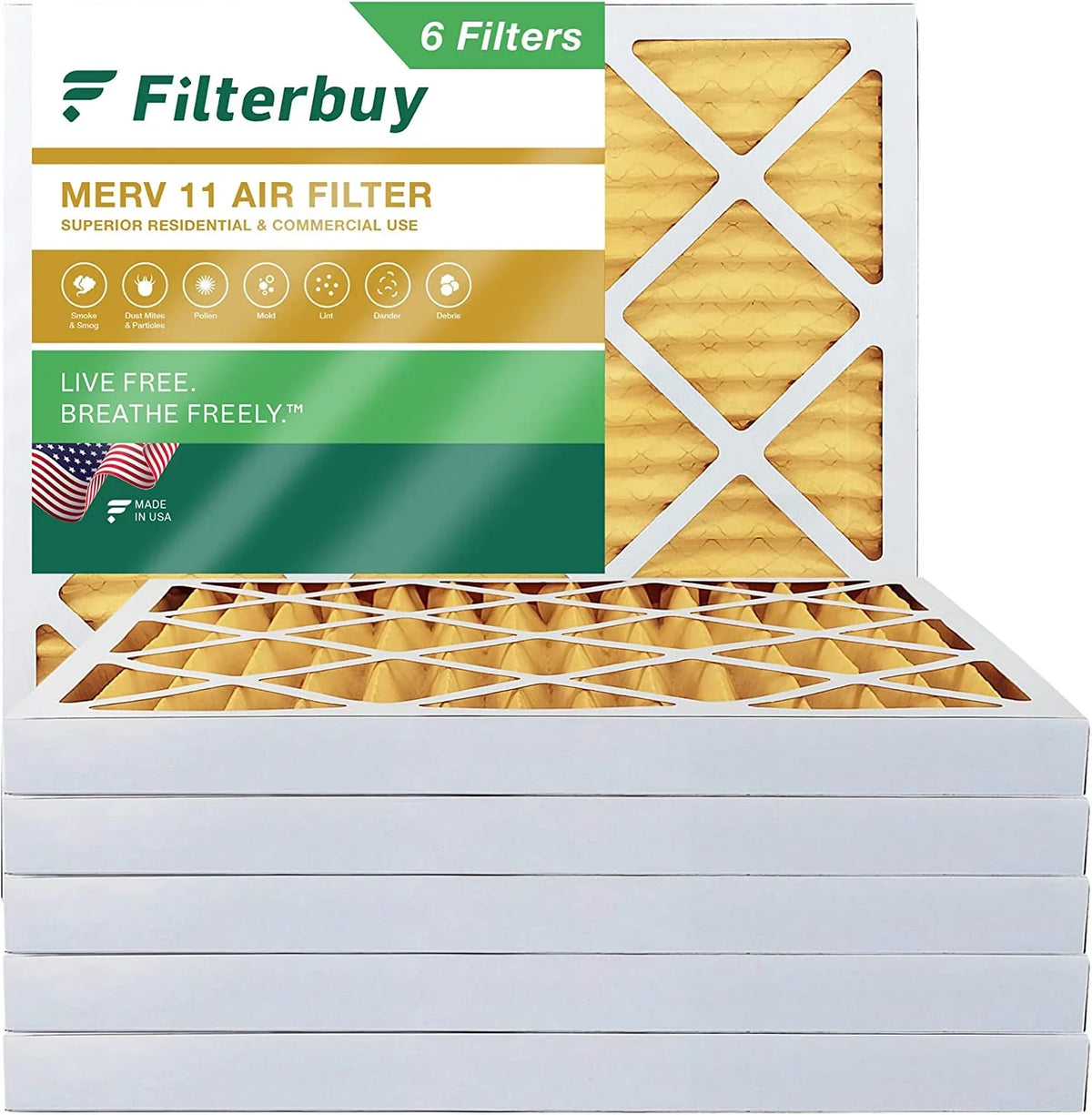 11 Filterbuy 15x15x2 (6-Pack) Furnace Pleated MERV Air AC HVAC Filters