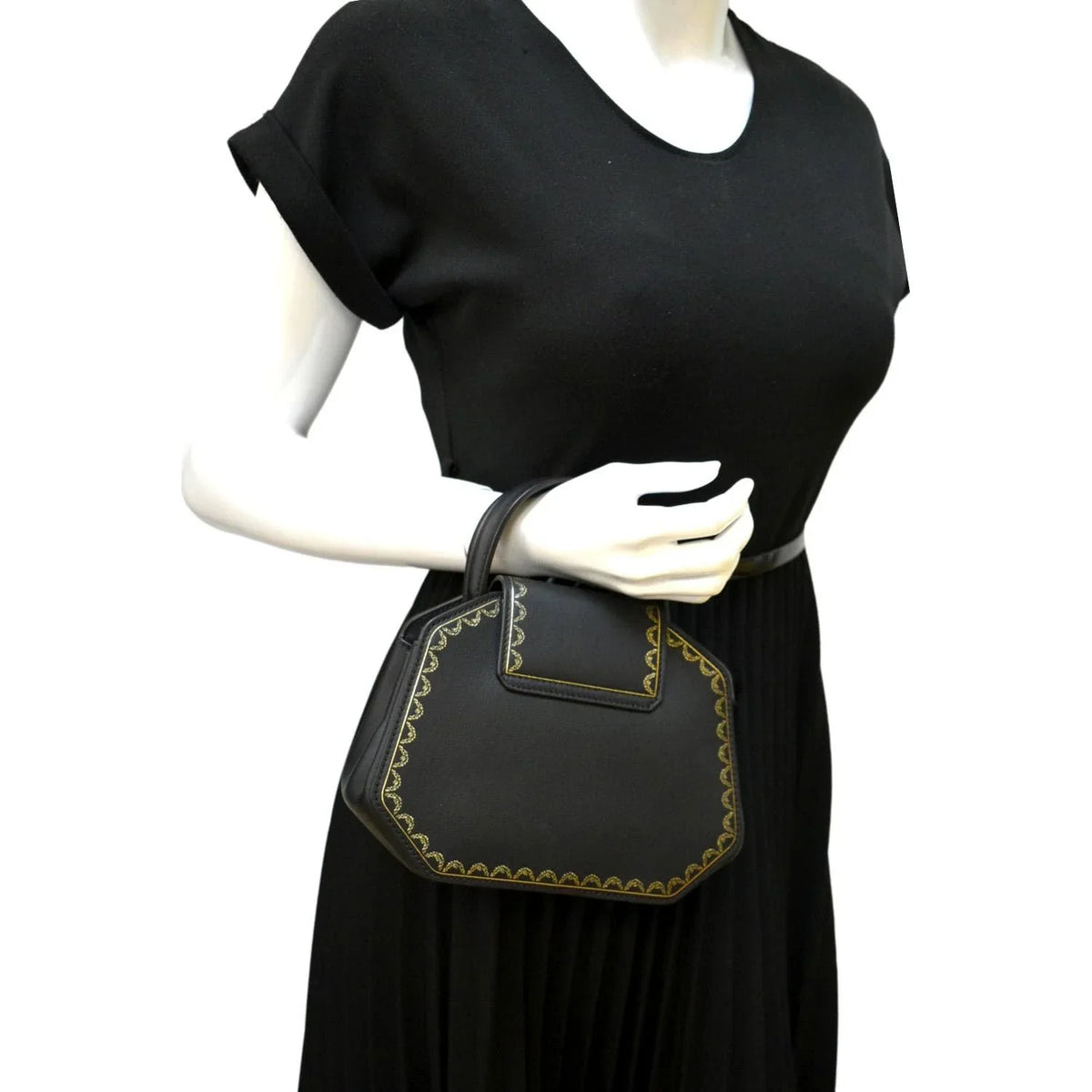 CARTIER Black Calfskin Guirlande Top Mini Pre-owned Handle Leather Satchel Bag