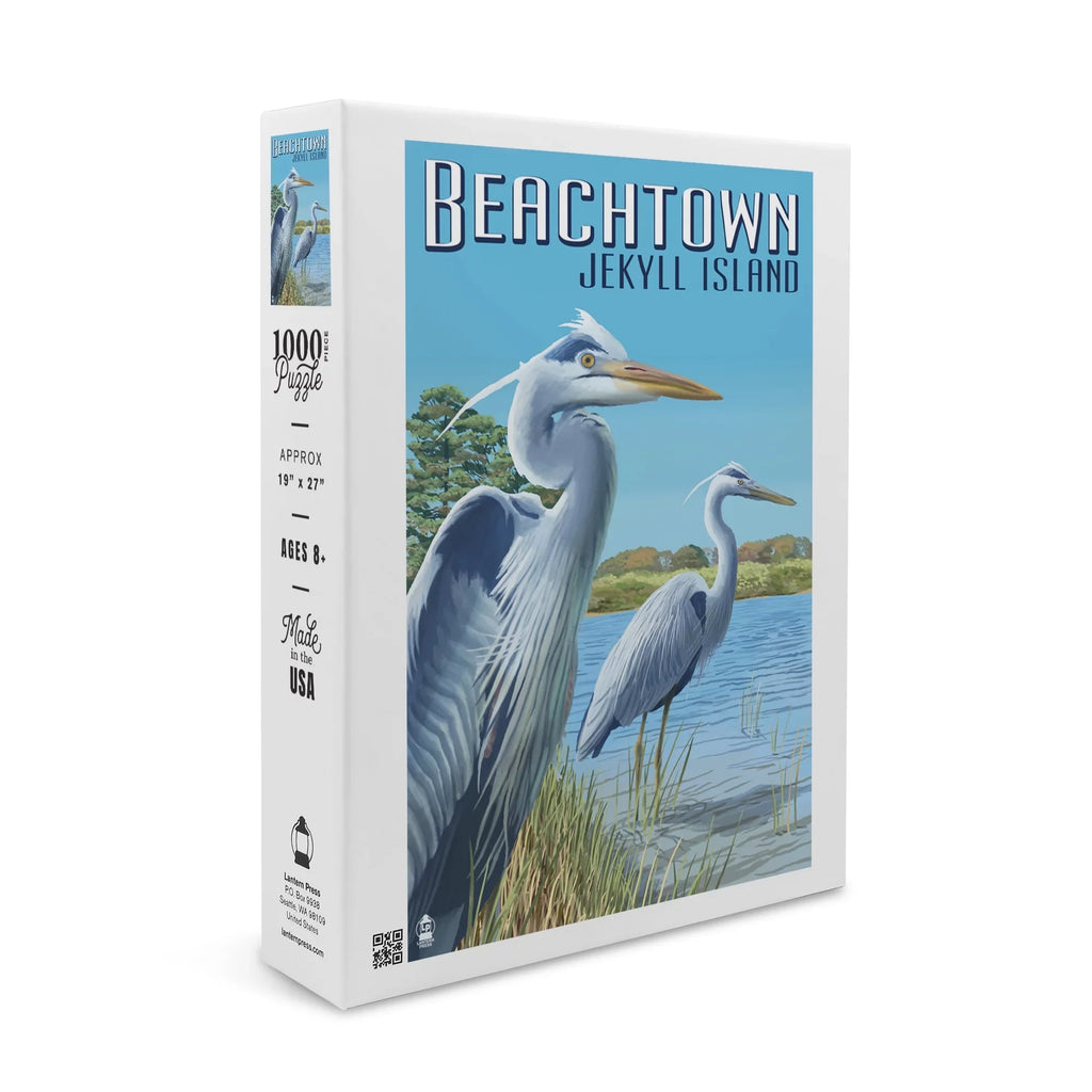 Georgia, Island, Jekyll Beachtown, in Blue Adults 19x27, Jigsaw Made for and (1000 Puzzle Piece Herons Challenging USA) Family, Puzzle, Size