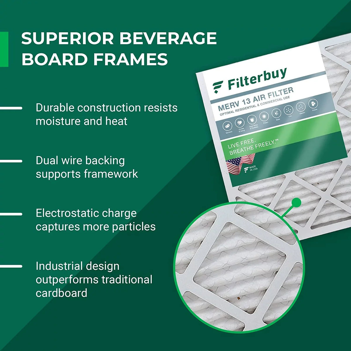 AC Air 13 Furnace 20x20x4 (4-Pack) MERV Filters HVAC Filterbuy Pleated