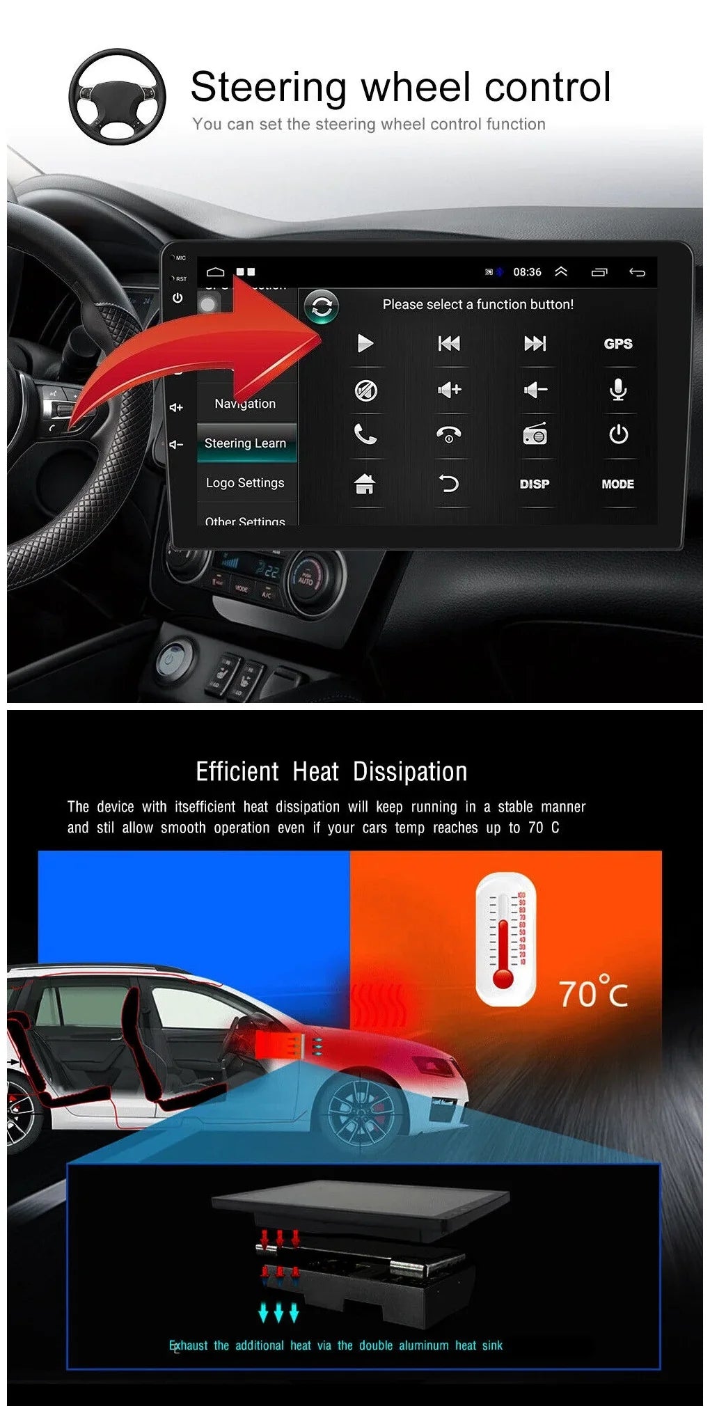 IPS Bluetooth 10.1" Wireless Android Camera Radio Auto USB Receiver WiFi Carplay GPS Double Car AHD Stereo Screen 1280*720 2+32GB Android FM/RDS Din Backup Navigation