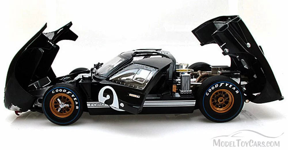 MK Car #2, - 1/18 GT-40 - Stripes Toy II 1966 Scale Shelby w/ Black SC408 Ford Diecast Silver Model