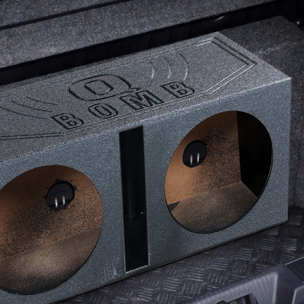 QBOMB15V Subwoofer 15" Port QPower Bedliner Spray Sub w/ Dual Vented Box