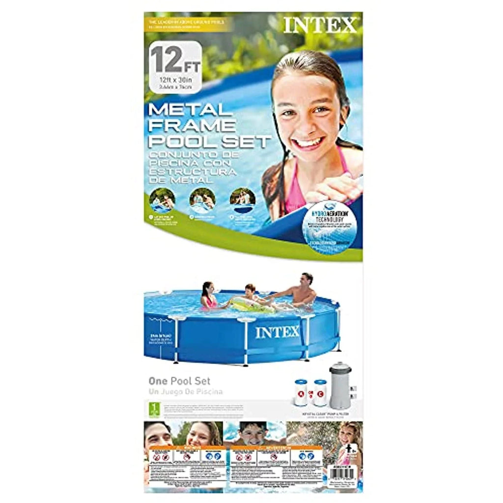 & Above Cover Filter x 12 Metal Set Ground Frame Ft Swimming Pool 30 with Intex Inches