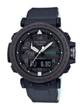 Triple Watch, Sensor Black Casio Silicone Strap Pro Solar Men's Powered Trek