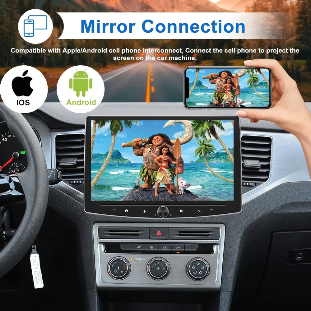 Mirror Screen 1 Touch 10 Apple Auto Receiver including Multimedia Player AHD Bluetooth Stereo Carplay Camera with Single Android FM Car USB HD Reversing USB Audio Inch Link Radio Din