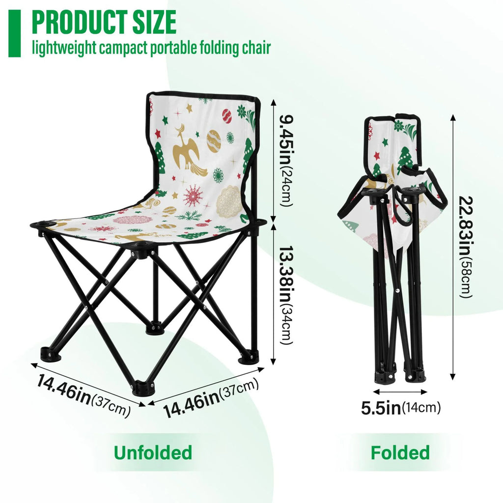 Christmas with Chair Outdoor Carry Chair Lawn Snowflakes 220LBS Camping to Portable Chair Stars Fishing Deer Support Beach Folding Bag Chair
