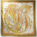 Ferragamo Salvatore Pre-Owned Scarf Muffler Pattern (Good) Beige Silk FERRAGAMO Fish Women's SALVATORE