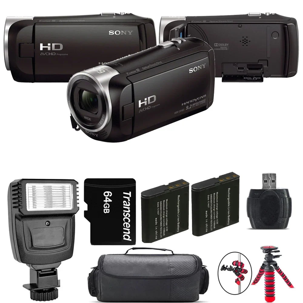 '+ Handycam - HD 64GB Extra HDR-CX405 Sony Kit Flash + Battery