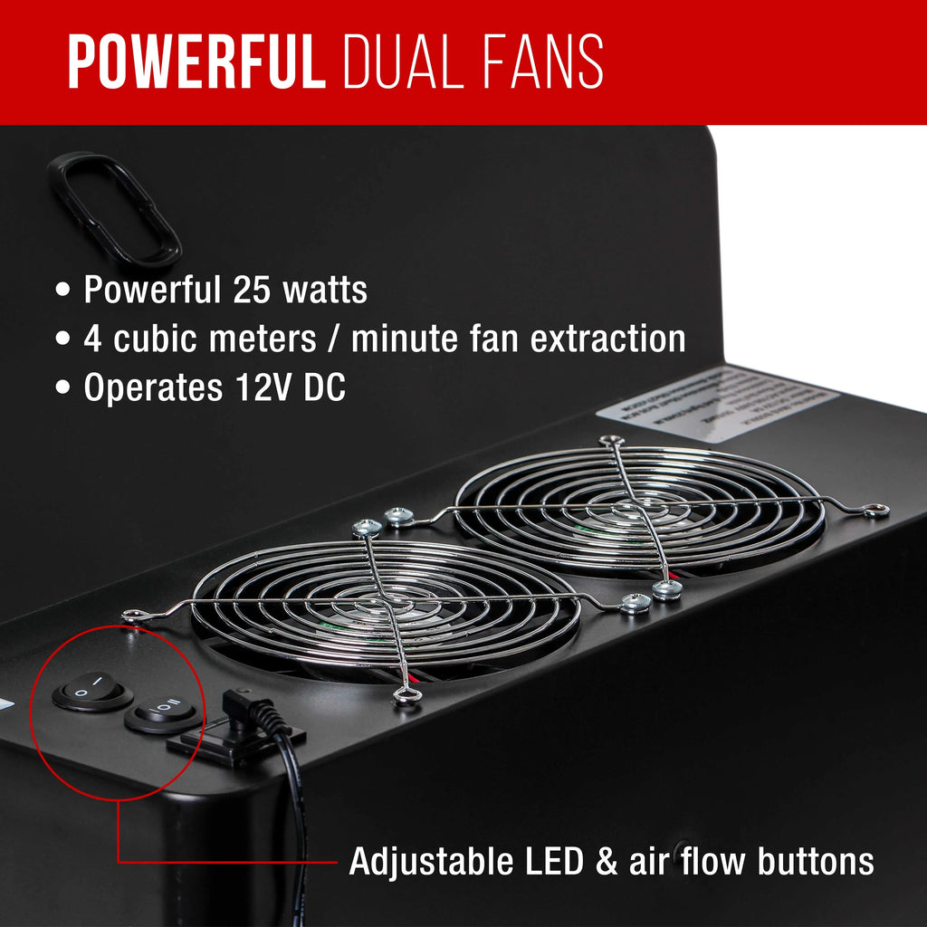 Dual Lights, Kit LED Portable, Fan, Hose Spray to Exhaust Airbrush (Extends Booth Hobby 5.6 up with Extension Feet)