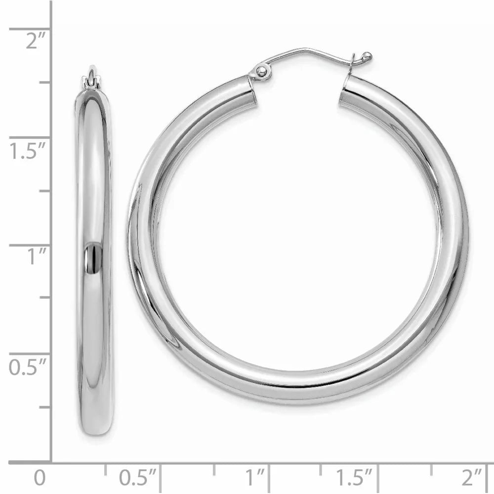 Gold Adults for Women and Tube Men Hoop Real and Teens; Earrings; 4mm for White 14kt Polished