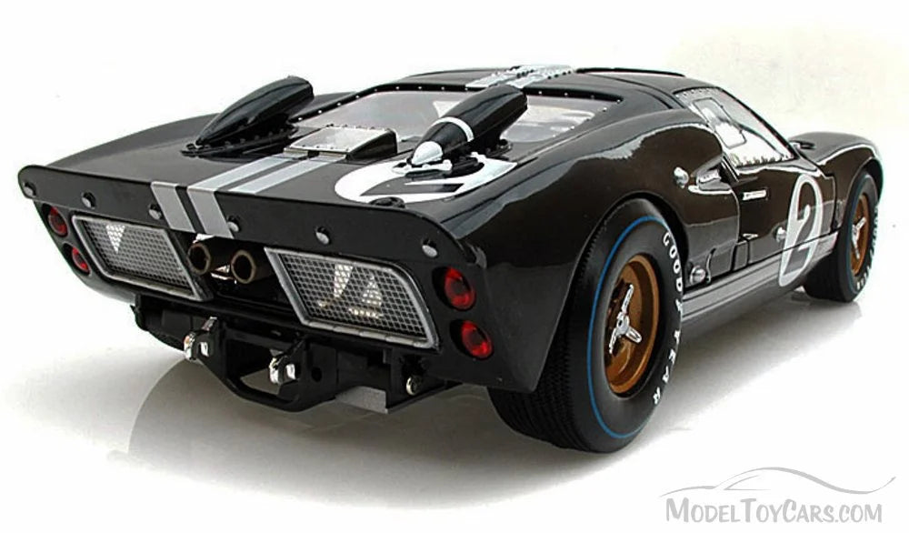 MK Car #2, - 1/18 GT-40 - Stripes Toy II 1966 Scale Shelby w/ Black SC408 Ford Diecast Silver Model