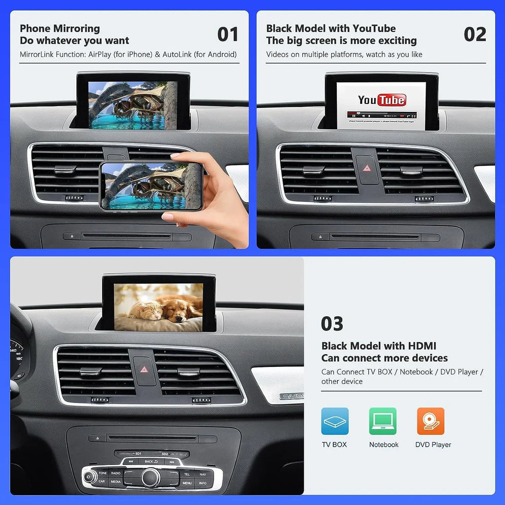 Road Kit 2014-2018 Top Android Module (HN+ 3G, Retrofit Decoder, Version), Mirrorlink, Audi Wireless Carplay Carplay MMI Auto Software Car Year Q3 Support with Camera for