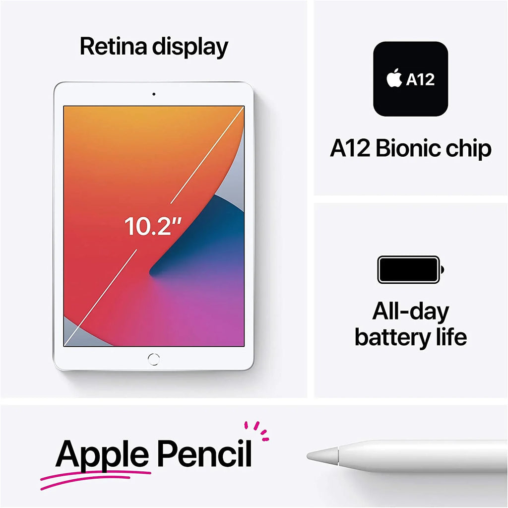 2020) (8th iPad Wifi 10.2" Silver.USED.A Gen; Apple - 32GB
