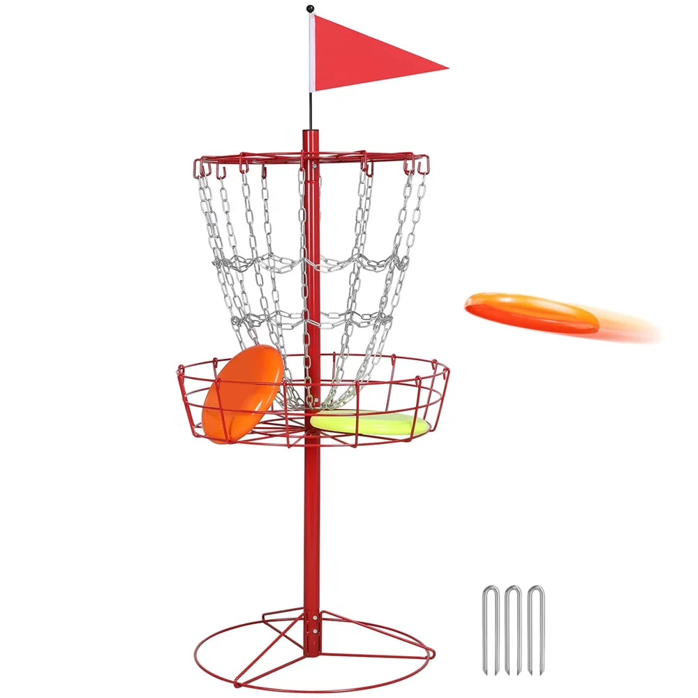 Golf Baske, 12-Chain Red Easyfashion Disc Metal