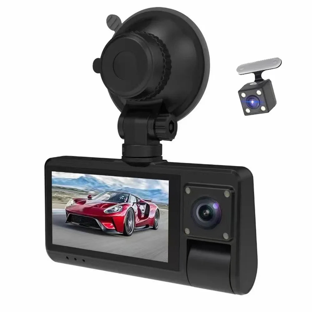 OWSOO with Touched Video Safety Screen Driving Wide Rearview Recorder Recording Car Angle, Clear Auto Cam, Dash Mirror for