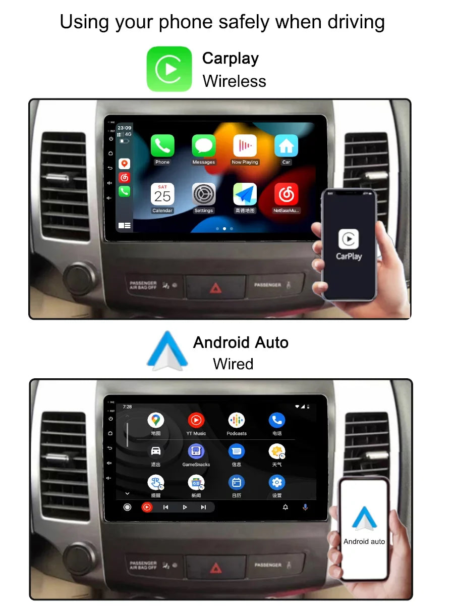 2013 Navgation 2 CW0W 2005 Outlander Player Screen Car Radio Multimedia Carplay - Android Mitsubishi GPS For Android Auto
