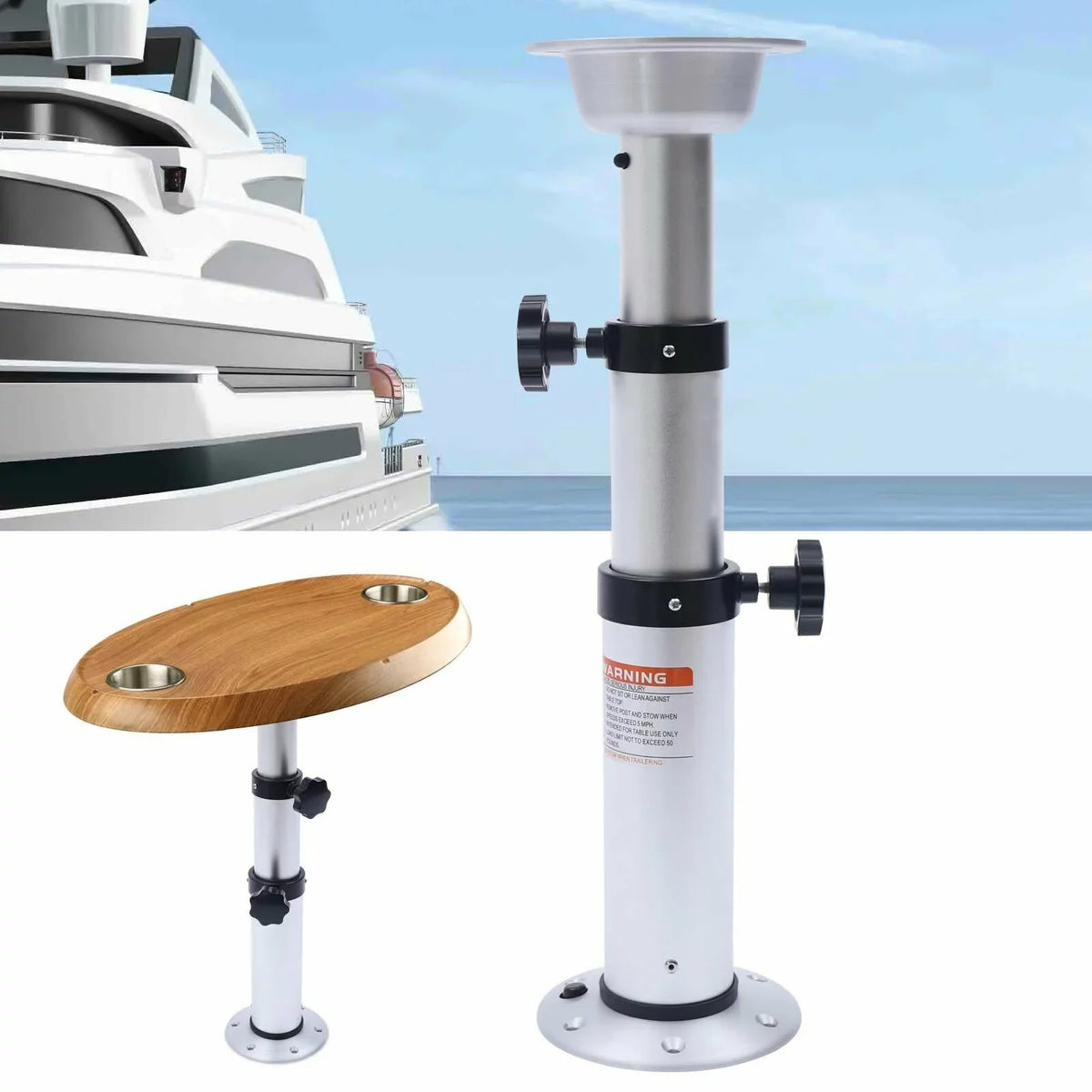 Removable Frame Mount Camper RV Pedestal Marine Base Miumaeov Alloy Aluminum Thickened Table Boat Caravan Stand for Motorhome 16.9"-29.1"Adjustable Table Leg