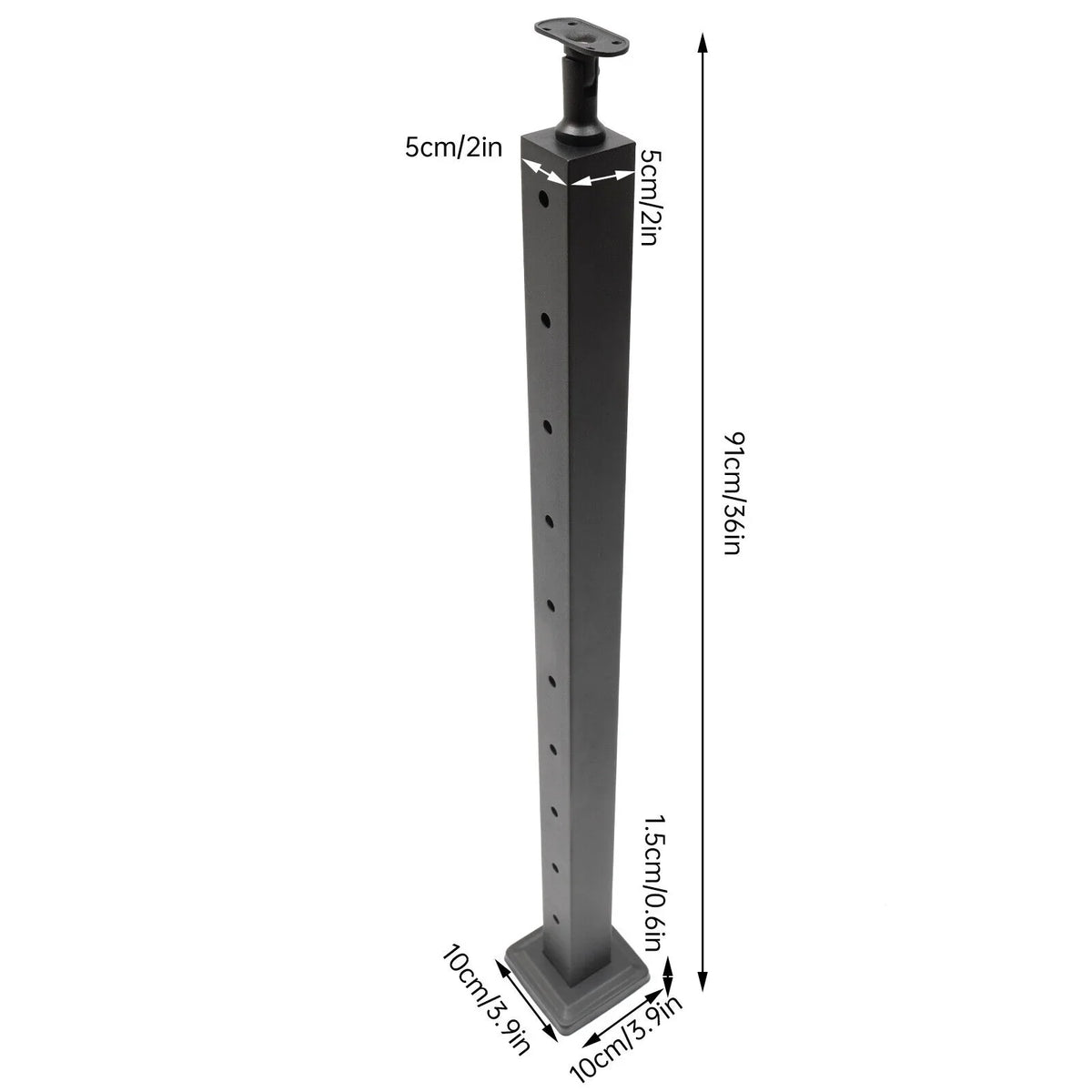 Railing Level Post Steel Cable Stainless for Two Railing Post System Deck Concrete Sides Wood Pre-Drilled Fence Cable 36''x2''x2'' Square Level