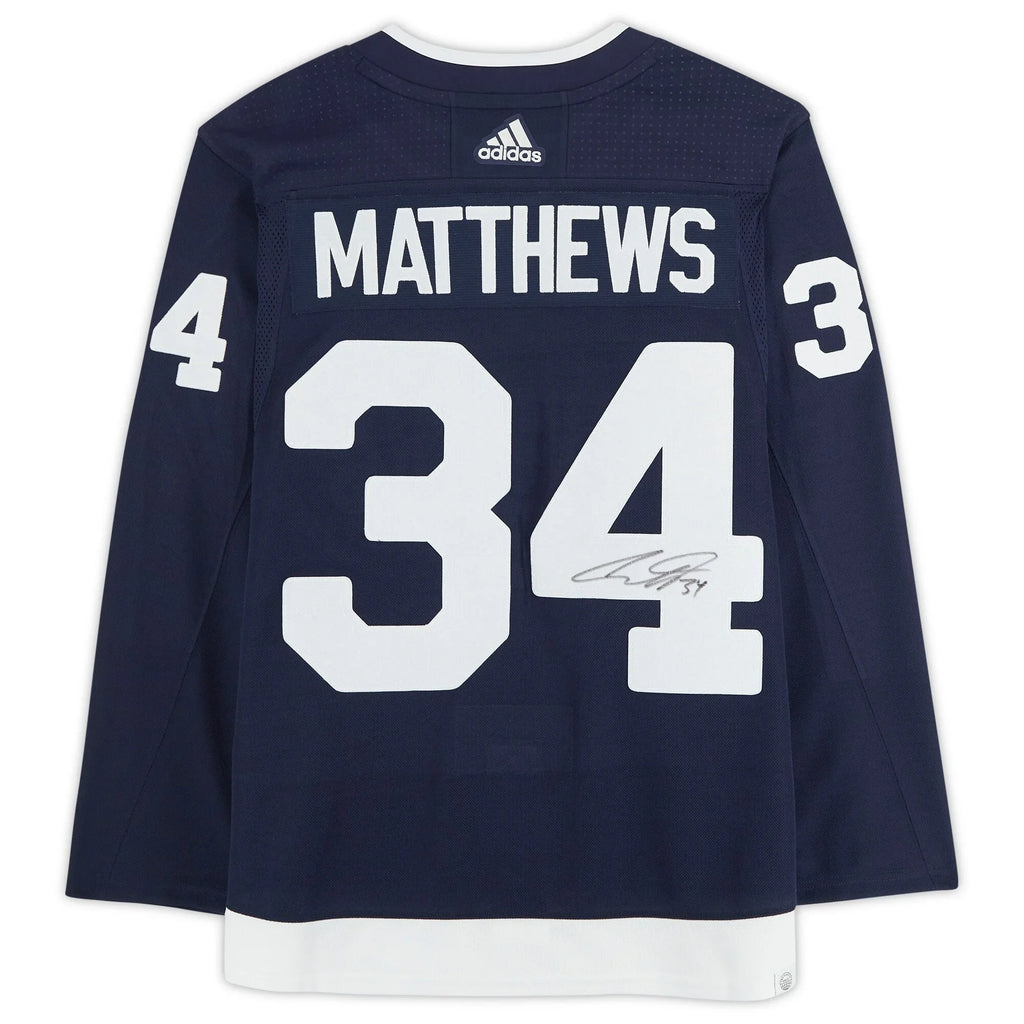 Authentic Leafs Auston 2022 adidas Matthews Navy Toronto Maple Classic Autographed Jersey Heritage
