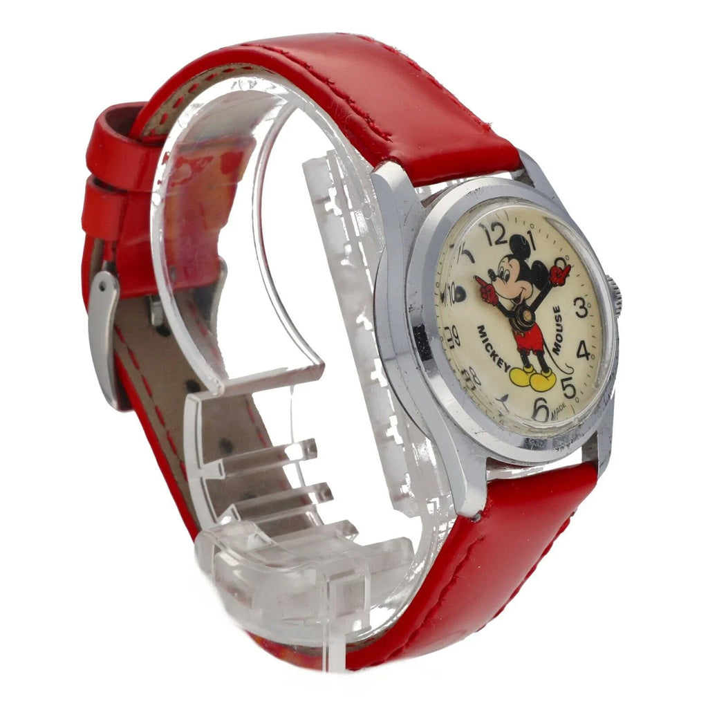 Swiss Watch 29mm Vintage Women's Mouse Metal Manual Leather Mickey Base Red Wind