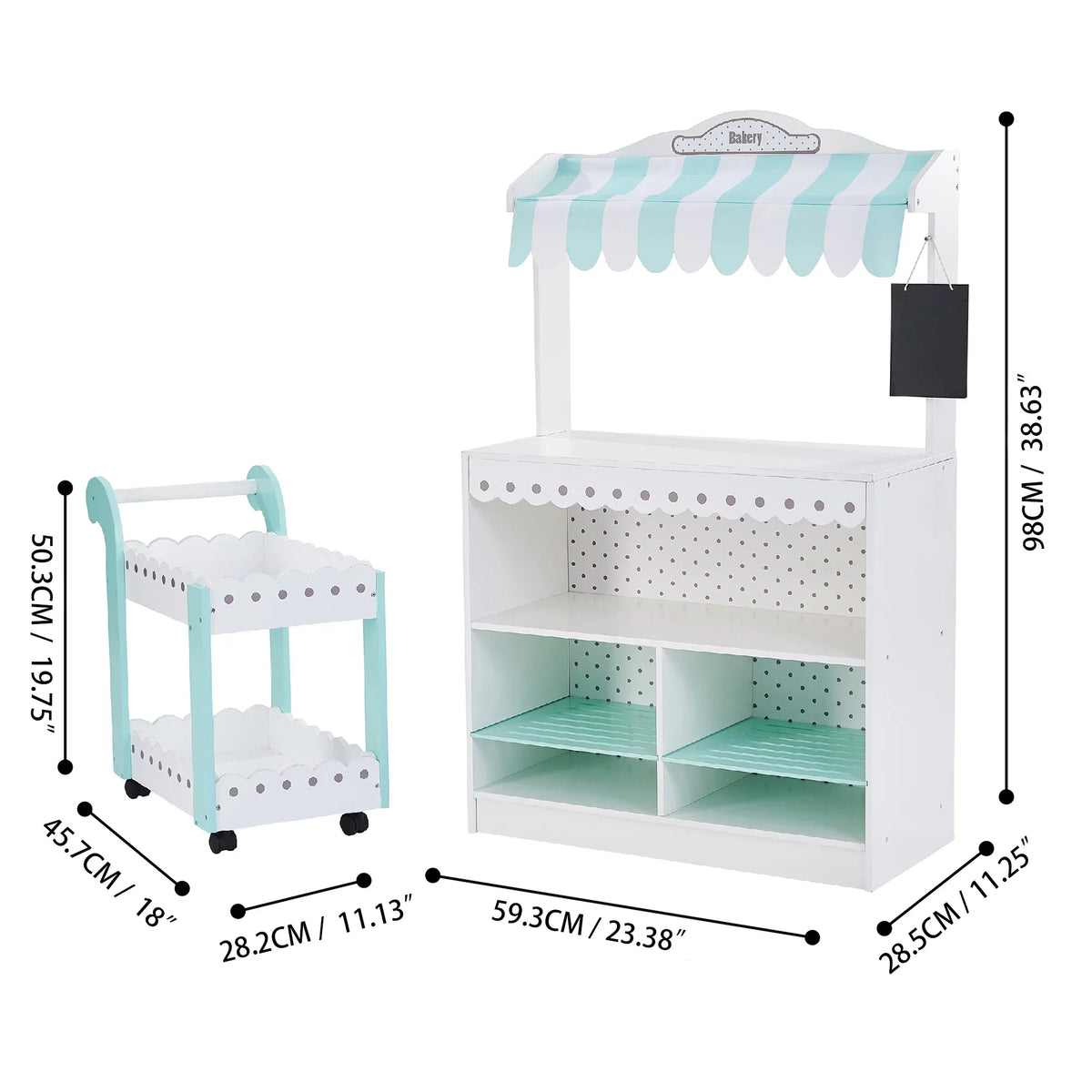 My Wooden Dream Set Teamson Bakery Cart Kids Pastry Play Shop and
