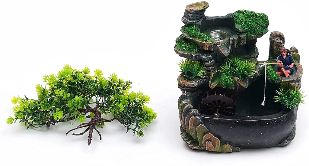 Fengshui Fountain Ornament Waterfall Miumaeov Rockery Decor Zen Desktop