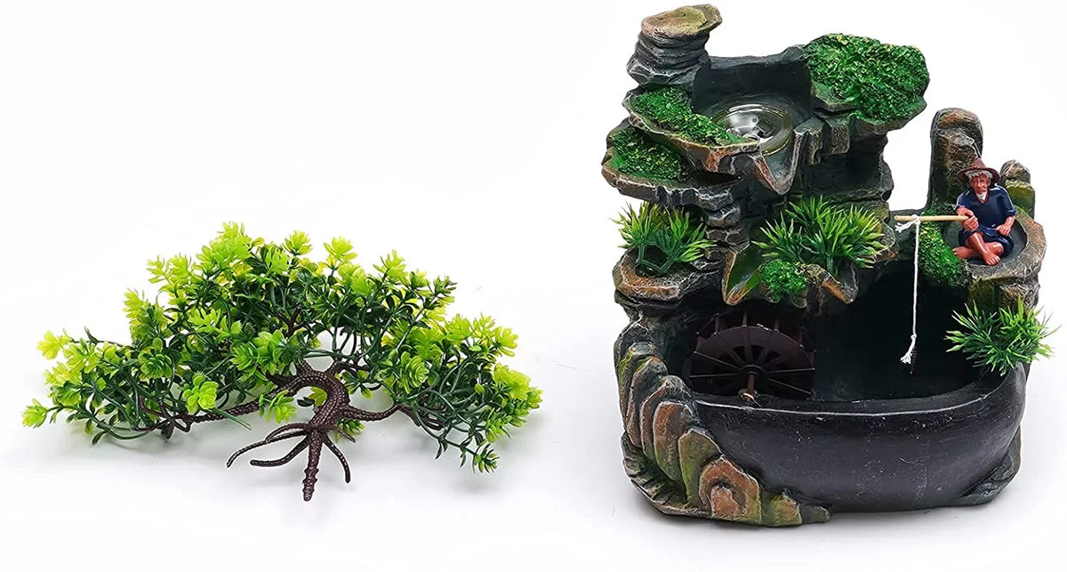 Fengshui Fountain Ornament Waterfall Miumaeov Rockery Decor Zen Desktop