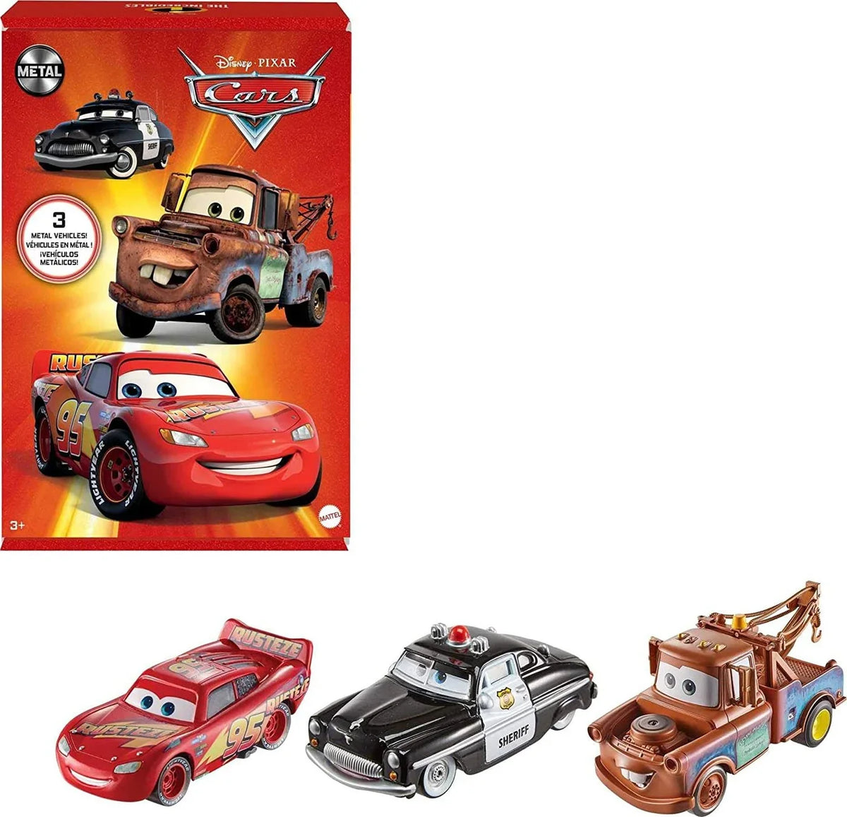 3 Diecast 3-Pack Lightning Sheriff, McQueen Cars Cars & / Disney Mater Pixar