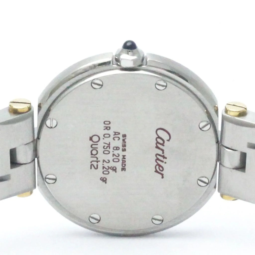 Ladies Steel Santos Quartz (Good) Polished Pre-Owned BF568475 18K Watch CARTIER Round Gold