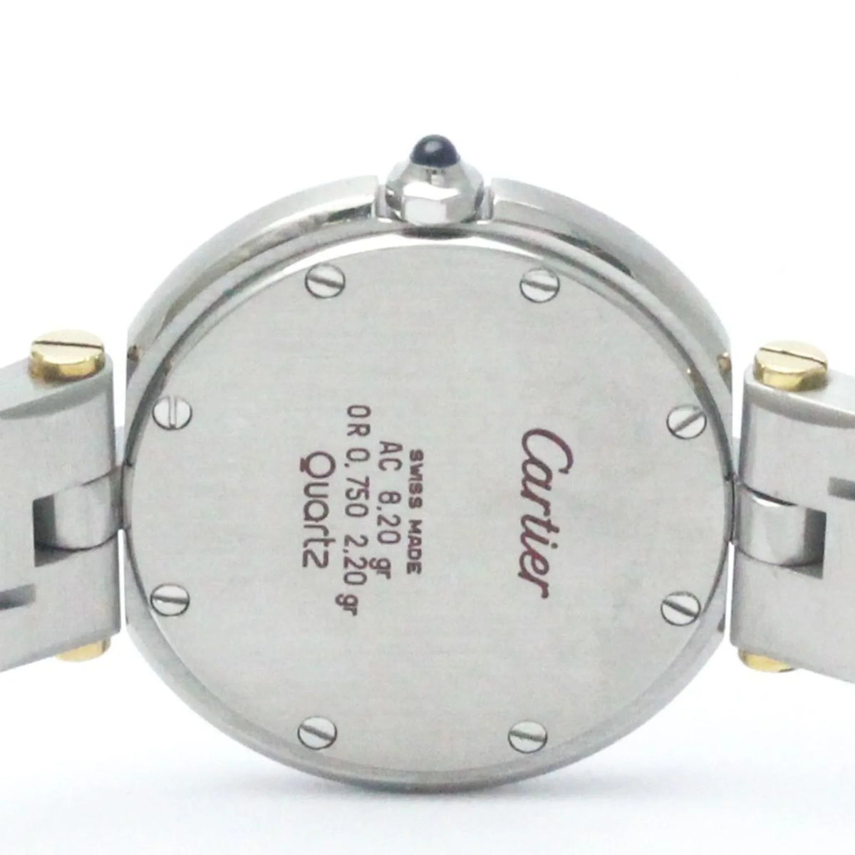 Ladies Steel Santos Quartz (Good) Polished Pre-Owned BF568475 18K Watch CARTIER Round Gold