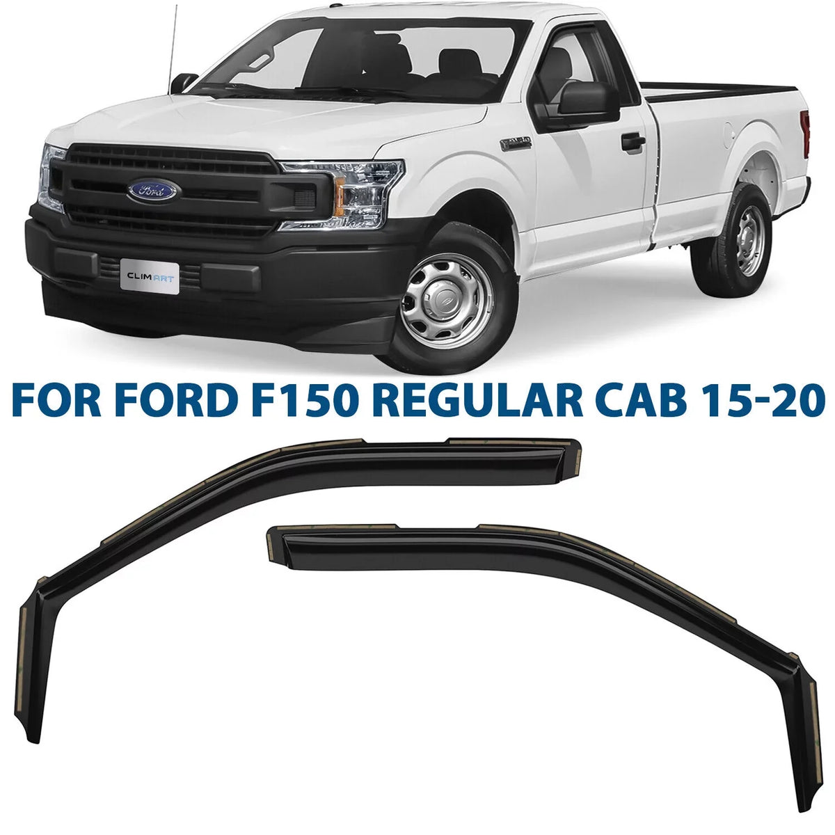Window Dark Visors, Smoke Rain Truck Deflectors, Cab, Original 315008LP for 2 Incredibly ART Deflector, F150 2015-2020 Window Regular Accessories, Vent Durable in-Channel Guards pcs- CLIM Ford Vent