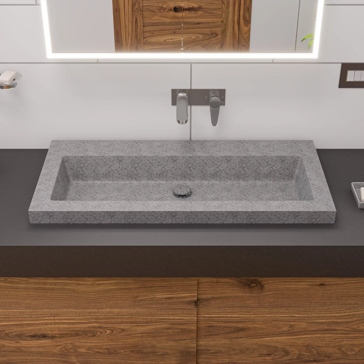 Solid ALFI ABCO40TR Trough Matte for Bathroom brand Sink 40" Concrete the Gray