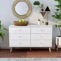 by BASIC White 6-Drawer Wide Mid-Century with Denhour Knobs DH 47-inch Dresser Modern