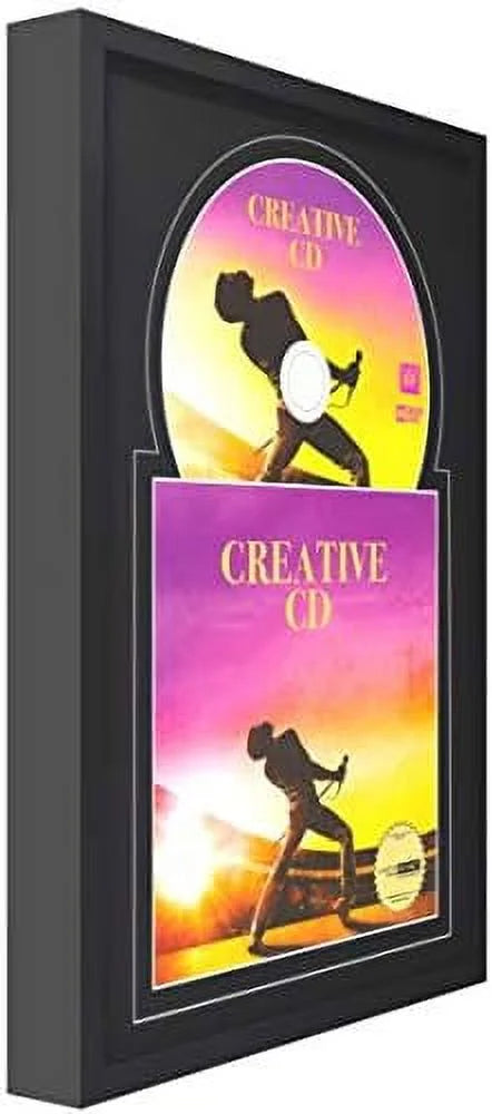 Black-Black Cover Art X Music 4 12" Wall Hanger And Double Displays Frame 7/8-Inch With Dia. Jukebox Self Disc Standing Matting