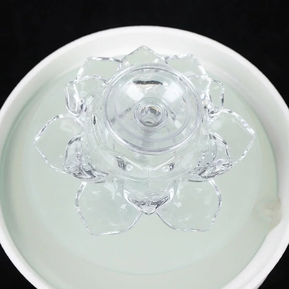 Fountain Lotus Water Crystal Flowing White Desktop Teahouse Fountain Desktop Fountain, Office Ornament Waterfall Decor Tabletop Water