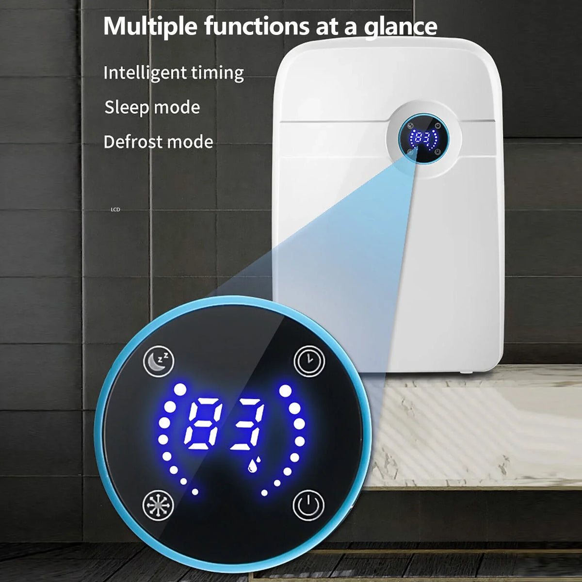 Water Tank RV for Hose ZhdnBhnos 2.5L Garage Portable Moisture w/ Compact Bedroom MIni Caravan Dryer Dehumidifier Drain