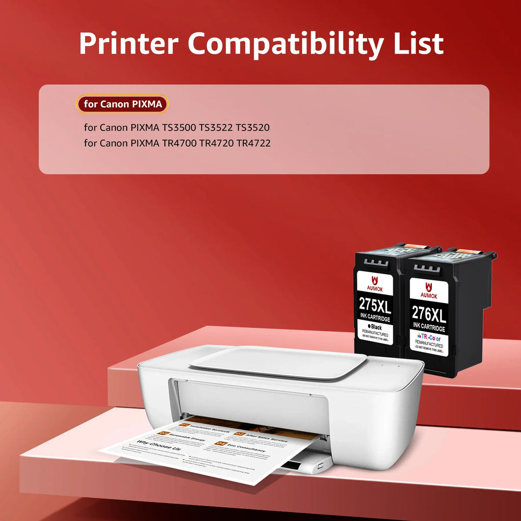 TS3500 XL TR4720 Cartridge 276 276XL TR4722 with Compatible Replacement 1 Printer(1 Ink Canon 275 275XL TS3522 TR4700 Color) PG-275 Black, CL-276 for Canon PIXMA Combo TS3520