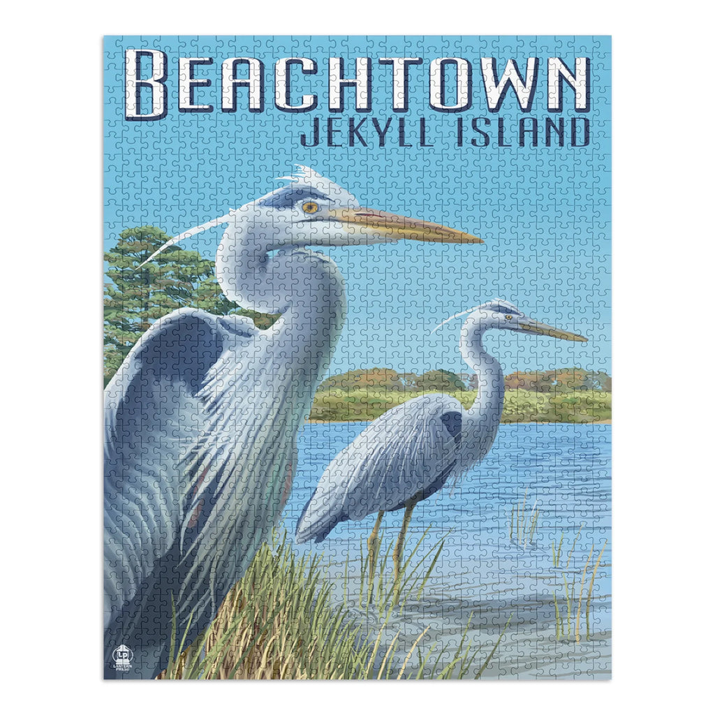 Georgia, Island, Jekyll Beachtown, in Blue Adults 19x27, Jigsaw Made for and (1000 Puzzle Piece Herons Challenging USA) Family, Puzzle, Size