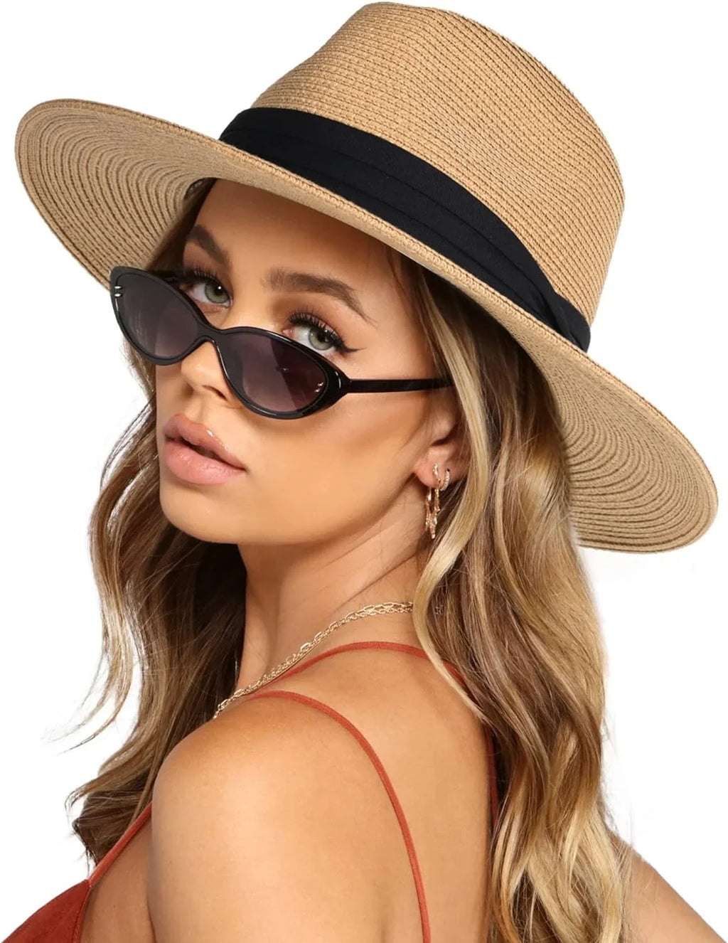 Hat Hat Straw Straw Hat Mens Wide Women for Fedora UPF Panama Womens Summer Beach Sun FURTALK Brim