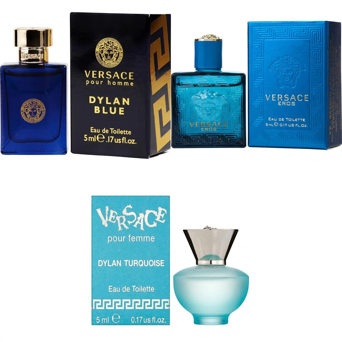 Femme Dylan Eros 3PK 5ml Dylan EDT, Turquoise Men Kit Versace - EDT, Blue