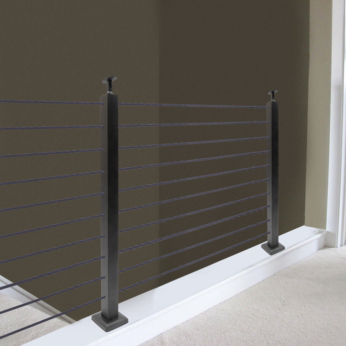 Railing Level Post Steel Cable Stainless for Two Railing Post System Deck Concrete Sides Wood Pre-Drilled Fence Cable 36''x2''x2'' Square Level