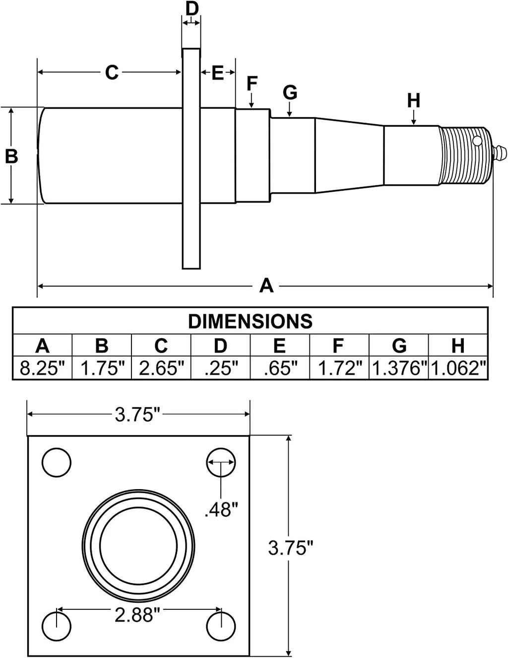 1-1/16 of &amp; 4-1/2 Includes 1-3/8 on Inch Flanged, Spindles - Trailer Hub Tapered Inch Inch 5-Bolt Assemblies (2) to Bearings Pair