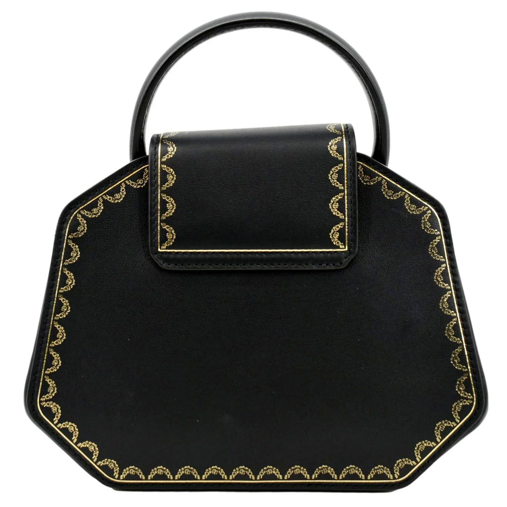 CARTIER Black Calfskin Guirlande Top Mini Pre-owned Handle Leather Satchel Bag