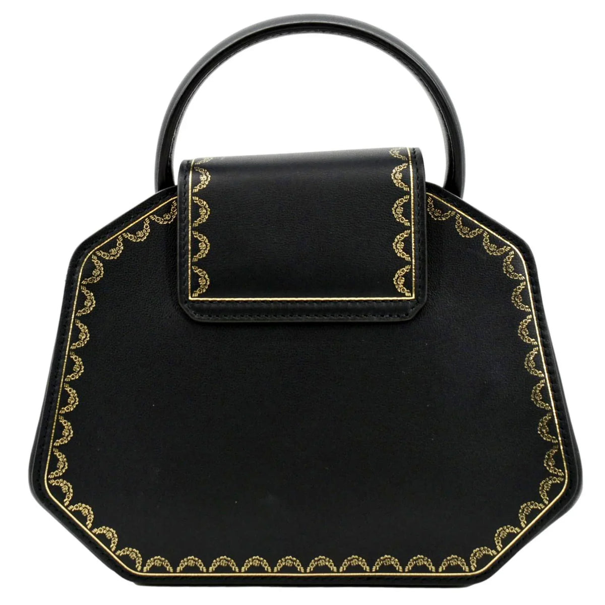CARTIER Black Calfskin Guirlande Top Mini Pre-owned Handle Leather Satchel Bag
