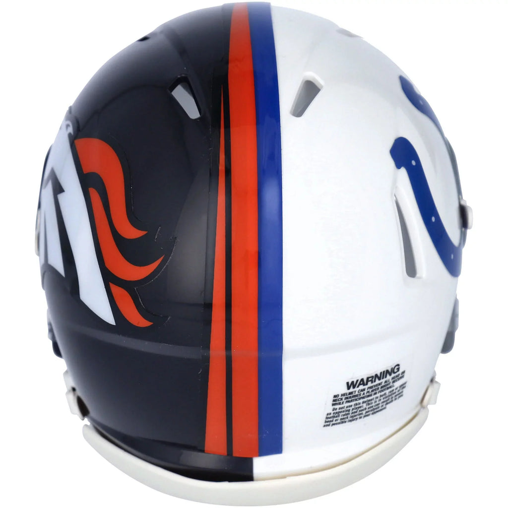 Denver Broncos on Fanatics Autographed Riddell Authentic Half Peyton & Denver Signature Speed & Colts Half Manning Helmet Certified Indianapolis - Mini Side -