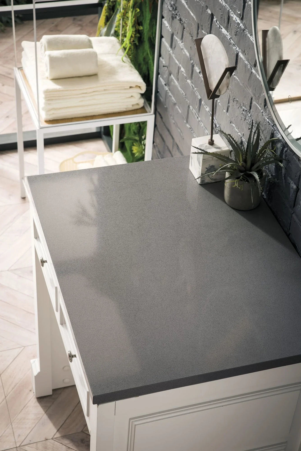 in. Expo 3 Grey CM Unit 30 White James Soto Makeup Quartz Furniture Martin De Countertop Top, with Bright