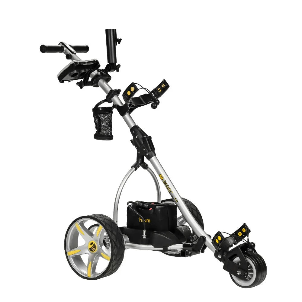 18-Hole Wheel, X3R Reverse, Dual Remote, Powered and and Anti-Tip Battery BATCADDY Downhill Titanium Sealed Cruise Golf Push Cart Motor, Lead Control, with Silver Control, 9-Speeds