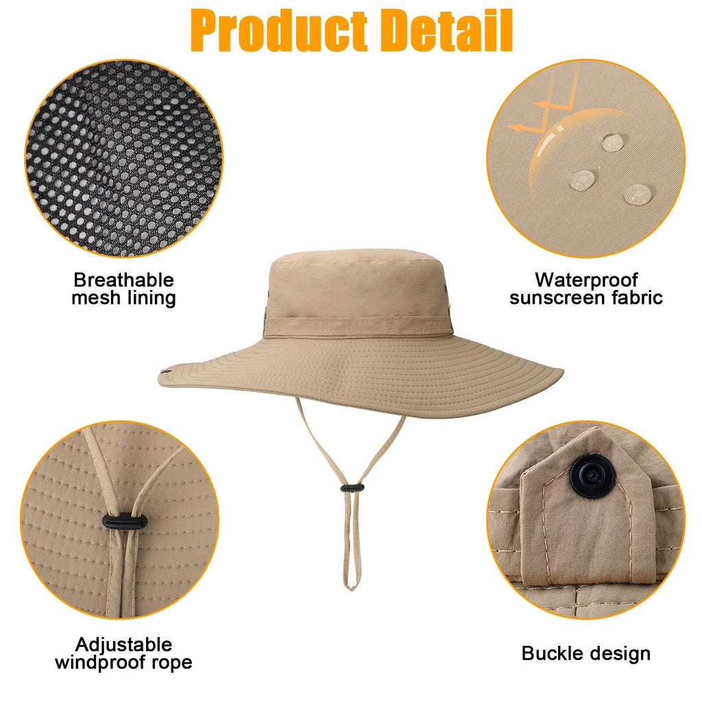 Wide Cap Hiking for Men UV Protection Garden Fishing Brim Bucket Women Hat Sun